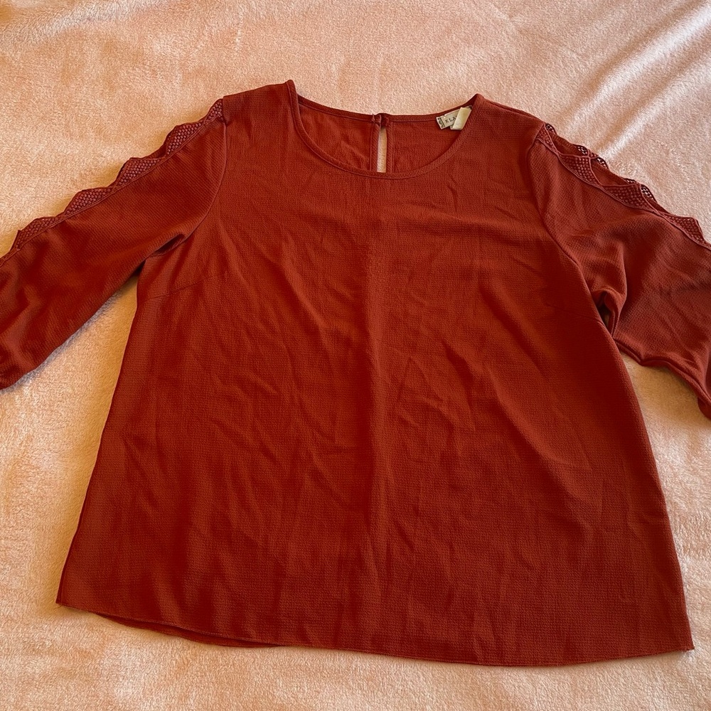 Klaxons Blouse Brick Color in Large| Pre-owned